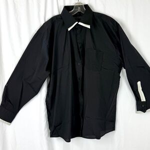 NWOT Villa d Marco UOMO Black Shirt XL Double White Collar Halloween Mob Boss